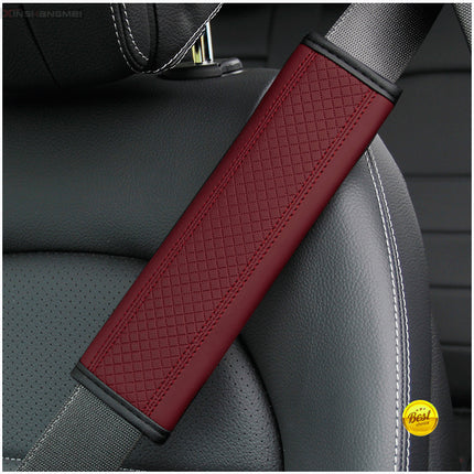 2PCS Leather-Embossed Seat Belt Shoulder Pad Covers