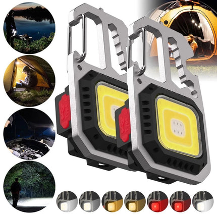 USB Rechargeable LED COB Work Light, Mini Magnetic Keychain Torch Lamp