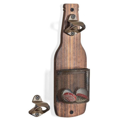 Wall-Mounted Bottle Opener with Cap Catcher for Kitchen & Bar Use