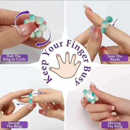 5Pcs Stress Relief Beaded Finger Rings – Fidget Toy for Autism ADHD Kids & Adults