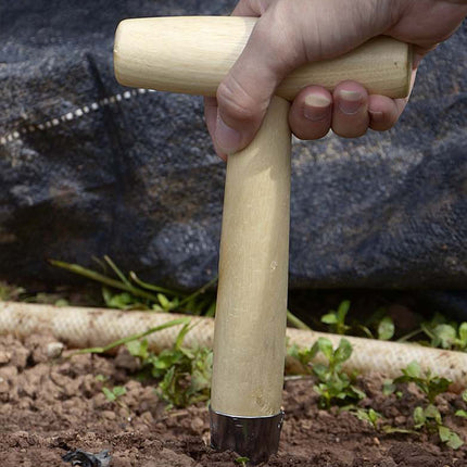 Garden Dibber Seed Bulb Sowing Planting Tool, T-Handle Carbon Steel Punch for Home Gardening