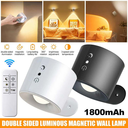 Rechargeable Magnetic LED Wall Sconce Night Lamp with Remote
