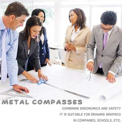 Premium Metal Drafting Compass Reusable Geometry Tool with Refillable Leads