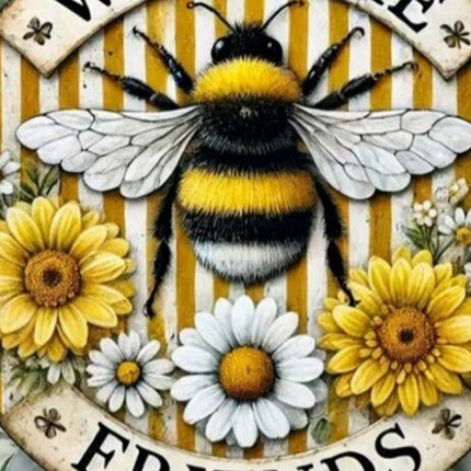 Acrylic Round Yellow Bee Welcome Sign 20cm – Hanging Decor for Friends