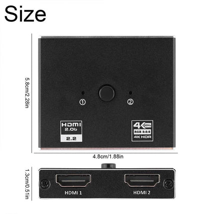 4K2K 60Hz HDMI 2.1 Switch 1x2 or 2x1 Bi-Directional Splitter