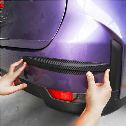 2PCS Car Bumper Protector Guard - Carbon Fiber Anti-Scratch Corner Strip, Universal Fit Black Trim