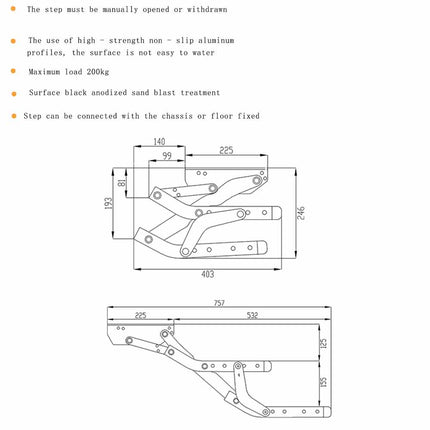 Double Retractable Caravan Step with LED Lights - Aluminium Alloy RV, Motorhome Entry Steps