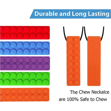 5pcs Sensory Chew Necklace for Kids & Adults, Autism ADHD Biting Gem Teething Relief Toy