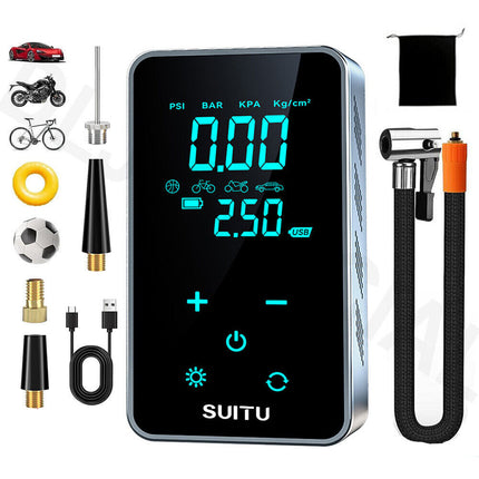 Wireless Car Tire Air Compressor – Portable Electric Pump w/ Auto Stop, LCD & Preset PSI
