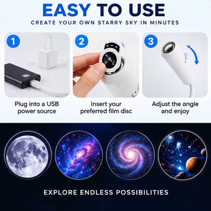 5D Galaxy Projector 24-in-1 USB Starry Sky Night Light 24 Films 360°