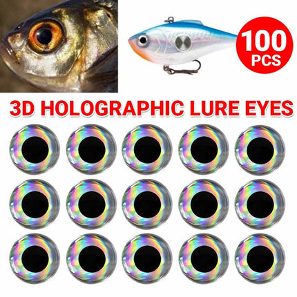 100Pcs 3D Holographic Fish Eyes for Lure Fly Tying Jigs Crafts Dolls
