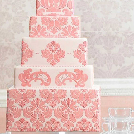 Lace Border Cake Stencil, Flower Damask Fondant Mould for Baking Decorating Tool