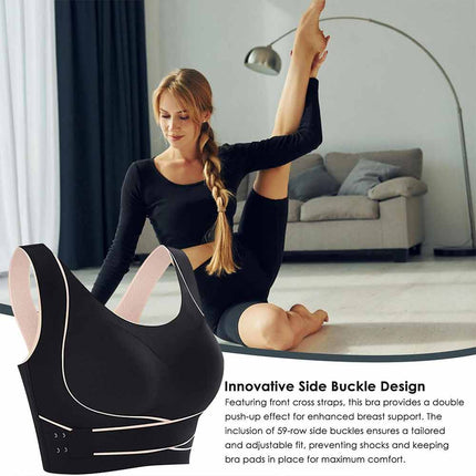 Women's Comfy Front Cross Seamless Corset Bra with Side Buckle Smooth Liner