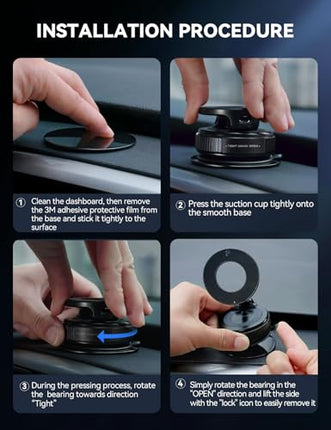 MagSafe Magnetic Car Mount 360° Suction Cup Holder for iPhone & Android