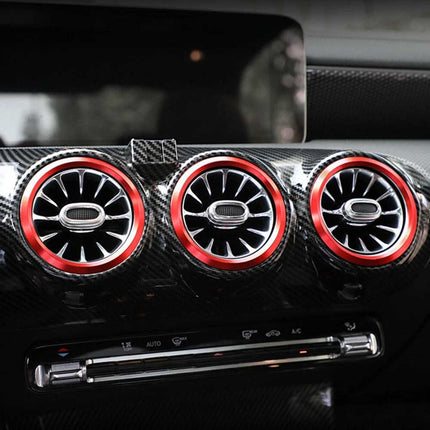 7-Piece Red Aluminum Alloy Air Vent Covers Trim for Mercedes-Benz A-Class, B-Class, GLA, GLB, A200L