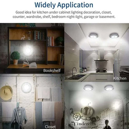 3Pcs Remote LED Push Lights Under Cabinet Dimmable Timer Battery Operated