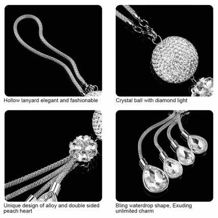 White Crystal Disco Ball Prism Charm - Car Rear View Mirror Decor with Glimmering Light Effects, Good Luck Gift