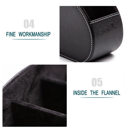 PU Leather Remote & Phone Storage Box Desk Organizer Holder for Home