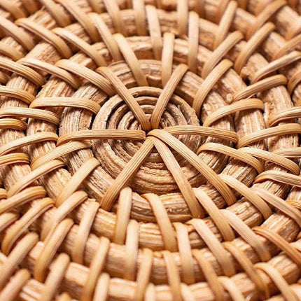 6Pcs Rattan Coaster Set with Base Heat Resistant Cup Mats Autumn Design