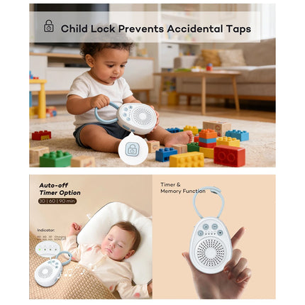 Portable Baby White Noise Sleep Sound Machine with Timer Child Lock USB-C