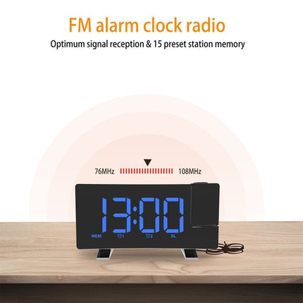 LED Digital Clock Radio Projection Alarm Curved Screen