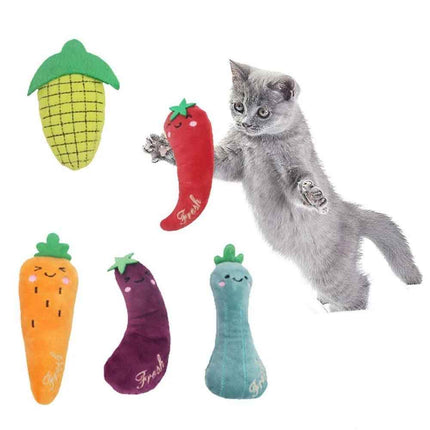 5PCS Catnip Teeth Grinding Toy Set, Funny Interactive Plush Cat Chewing Vocal Toy