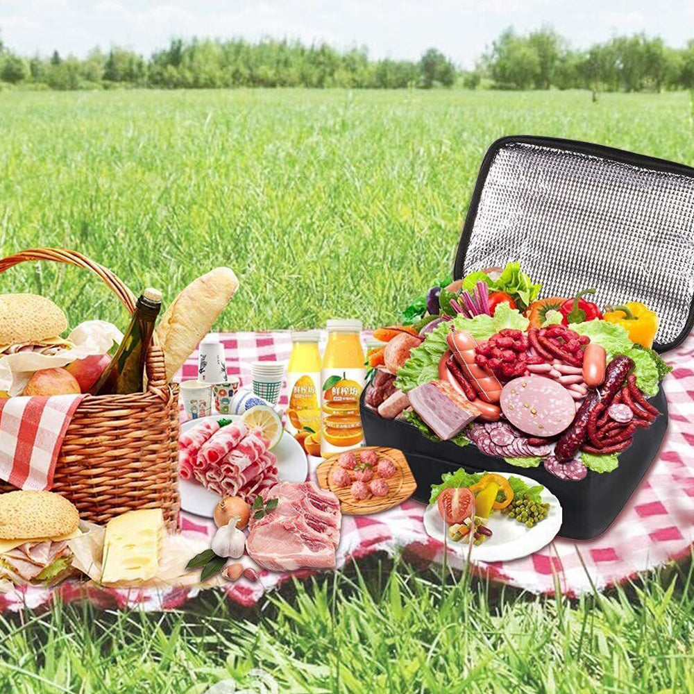 12V Portable Electric Lunch Box: 3-in-1 Car Food Warmer & Heated Meal Container for Home, Office, & Travel