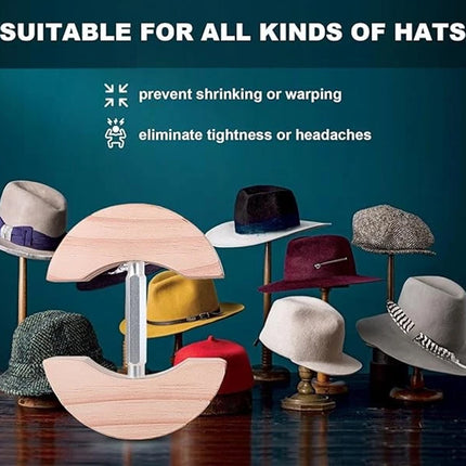 Adjustable Wooden Hat Stretcher 7.5"-9.8" for Fitted Hats