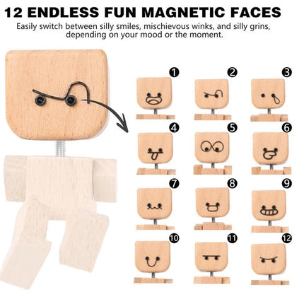 Wooden man car decoration ornament 12 emoticon accessories