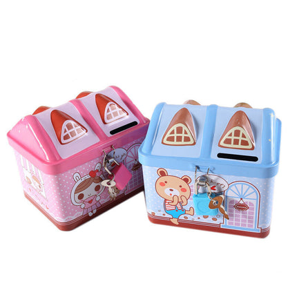 Boys Girls House Shape Metal Coin Bank for Kids Saving Money Unicorn