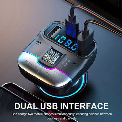 Car Bluetooth 5.3 FM Transmitter: 30W PD+QC 3.0 Fast Charger, Wireless Audio, Hands-Free Call, LED Display