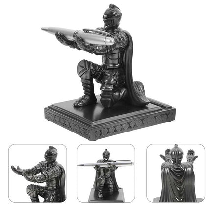 Resin Medieval Knight Soldier Pen Holder Office Desk Decor Warrior