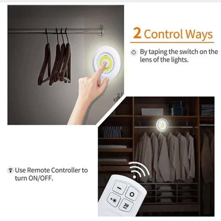 3Pcs Remote LED Push Lights Under Cabinet Dimmable Timer Battery Operated