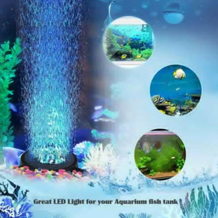 Aquarium Air Stone Disc 7 Color LED Bubble Light for Fish Tank