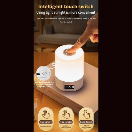 Touch Control Remote LED Night Light with Digital Time Display for Bedside