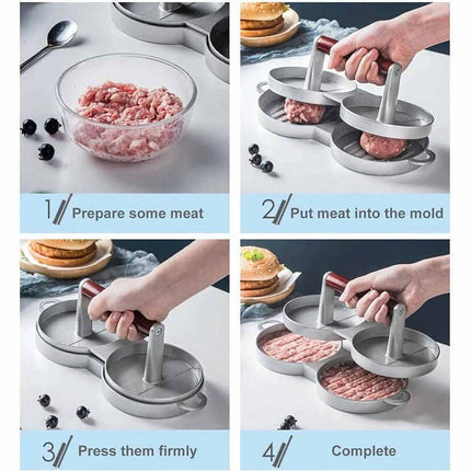 Double Burger Press Non Stick Aluminium Beef Patty Maker for BBQ