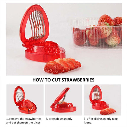 Stainless Steel Strawberry Slicer with Sharp Blade – Fruit Cutter Tool