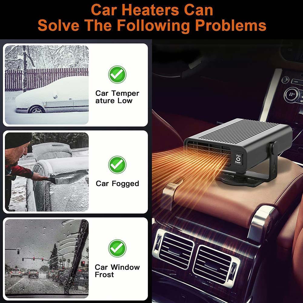12V Portable Electric Car Heater & Defroster - Fast Windshield Defogger for Trucks, Vans, RV, Boats