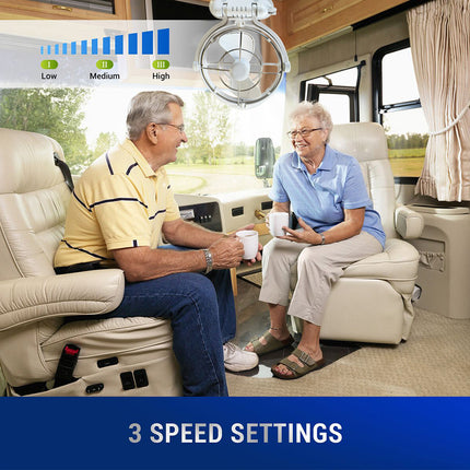 12V/24V Dual Voltage Ventilation Fan with Remote & Timer - for Caravan, Camper, Trailer - White