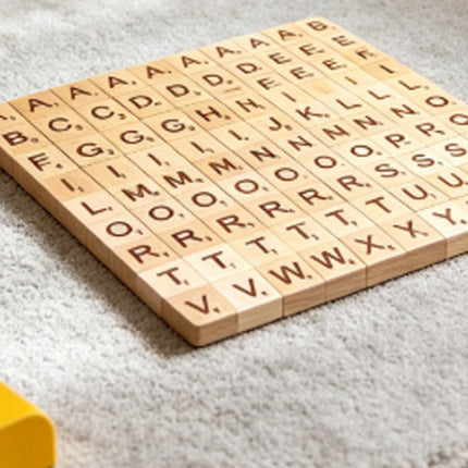 100 Wooden Tiles Black Letters & Numbers for Crafts