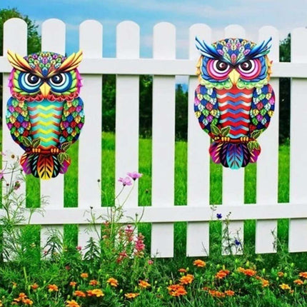 4PCS Metal Owl Fence Decor – Garden Wall Art Hanging
