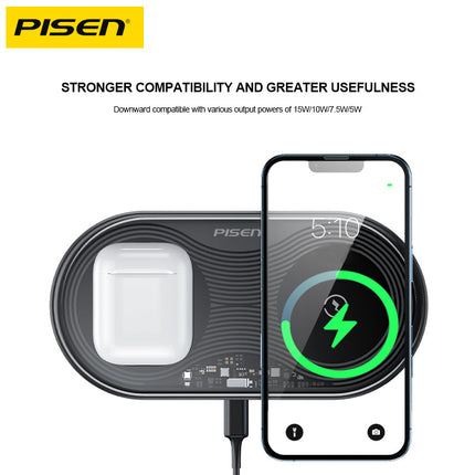 2-in-1 Transparent Fast Wireless Charger for iPhone AirPods & Apple Watch