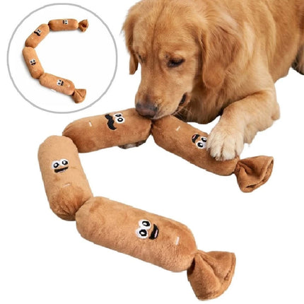 Cute Plush Sausage Squeaky Dog Toy Bite-Resistant Pet Chew Sound Toy