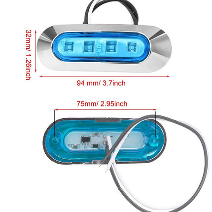 4x Blue LED Courtesy Lights for Marine Boat Cabin, Deck, and Walkway, 12V-24V Compatible