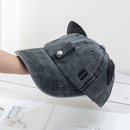 Vintage Washed Cat Ears Baseball Cap with Sunglasses, Funny Dad Hat for Men Women