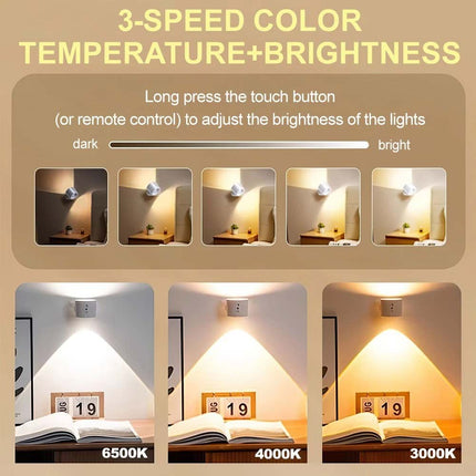 Rechargeable Magnetic LED Wall Sconce Night Lamp with Remote