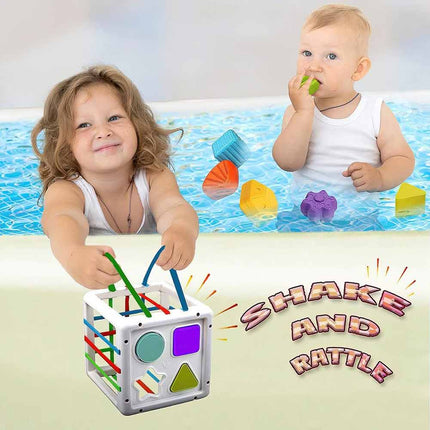 Montessori Sensory Shape Sorter & Stacking Block Playset for Toddlers