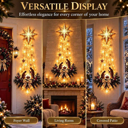 LED Nativity Holy Family Star Hanging Ornament Christmas Wall Decor