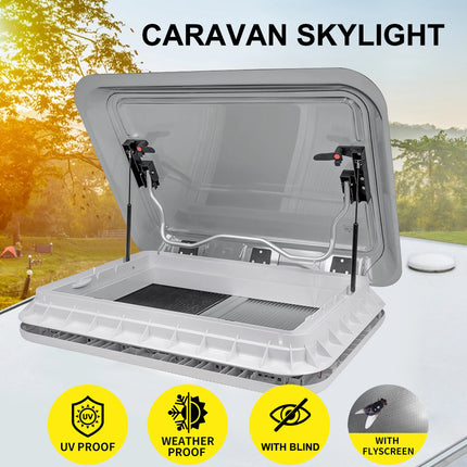 700mm x 500mm Large Roof Hatch with Skylight and Built-In Blind for Caravan and Motorhome