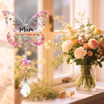 Unique Butterfly Crystal Suncatcher Gift for Mom from Daughter Son